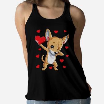 Dabbing Chihuahua Heart Valentines Day Boys Love Dog Women Flowy Tank - Monsterry UK