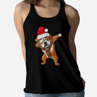 Dabbing English Bulldog Santa Christmas Gifts Kids Boys Xmas Sweatshirt Women Flowy Tank | Crazezy AU