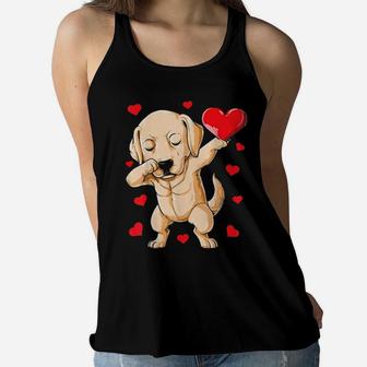 Dabbing Labrador Valentines Day Dog Lover Heart Boys Women Flowy Tank - Monsterry DE