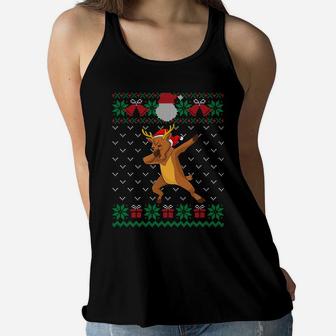 Dabbing Reindeer, Ugly Christmas Sweater Xmas Dab Kids Boys Sweatshirt Women Flowy Tank | Crazezy