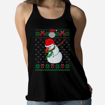Dabbing Snowman, Ugly Christmas Sweater Xmas Dab Kids Boys Sweatshirt Women Flowy Tank | Crazezy