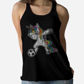 Dabbing Unicorn T Shirt Girls Soccer Gifts Kids Women Women Flowy Tank | Crazezy