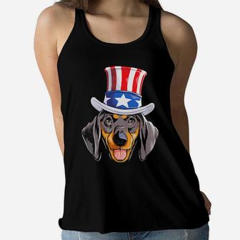Dachshund Uncle Sam 4Th Of July Kids American Flag Women Flowy Tank - Monsterry DE