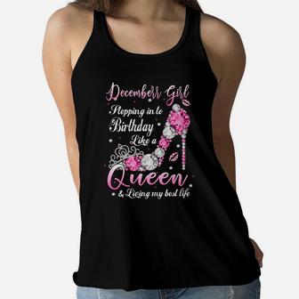 December Girl Stepping Into My Birthday Like A Queen Shoes Women Flowy Tank | Crazezy UK