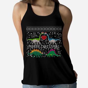 Dinosaur Ugly Christmas Sweater Funny Xmas Gift Adults Kids Sweatshirt Women Flowy Tank | Crazezy DE