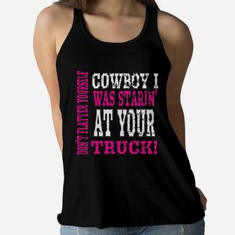 Do Not Flatter Yourself Cowboy Women Flowy Tank | Crazezy
