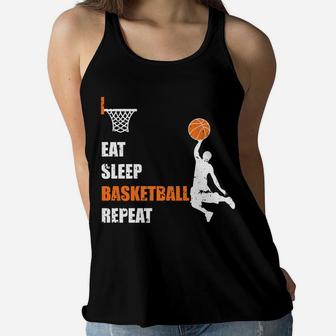 Eat Sleep Basketball Repeat | Basketball Boys And Girls Women Flowy Tank | Crazezy UK
