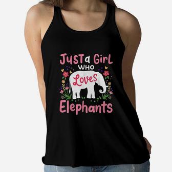 Elephant Just A Girl Who Loves Elephants Women Flowy Tank | Crazezy