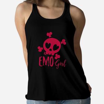 Emo Girl Pink Skull Women Flowy Tank - Thegiftio