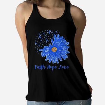Faith Hope Love Daisy Flower Blue Gifts Women Flowy Tank - Seseable