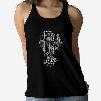 Faith Hope Love Faith Christian Quote Gift Women Flowy Tank - Seseable