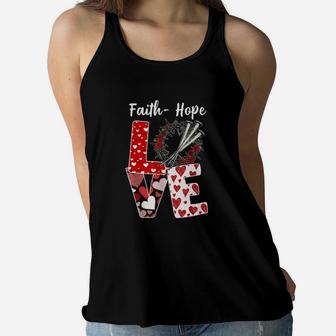 Faith Hope Love Flower Heart Valentine Women Flowy Tank - Seseable