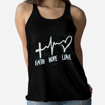 Faith Hope Love Graphic Heartbeat Gift Women Flowy Tank - Seseable