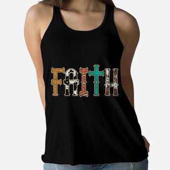 Faith Patterns God Jesus Religious Christian Men Women Kids Women Flowy Tank | Crazezy