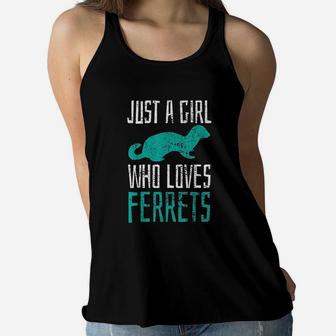Ferret Just A Girl Who Loves Ferrets Women Flowy Tank | Crazezy