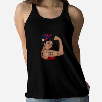 Filipina Girl Unbreakable Rosie The Riveter Women Flowy Tank - Thegiftio UK