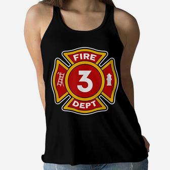 Fire 3 Dept | Firefighter Hero 3Rd Birthday Boys Gift Women Flowy Tank | Crazezy