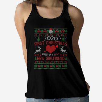 First Christmas With My Hot New Girlfriend Matching Couple Women Flowy Tank | Crazezy CA