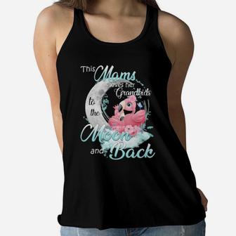 Flamingo This Mams Loves Her Grandkids To The Moon And Back Women Flowy Tank - Monsterry