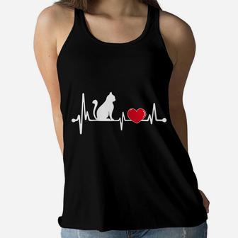 Funny Cat Heartbeat - Cat Lovers Gifts For Men Women - Girls Raglan Baseball Tee Women Flowy Tank | Crazezy UK