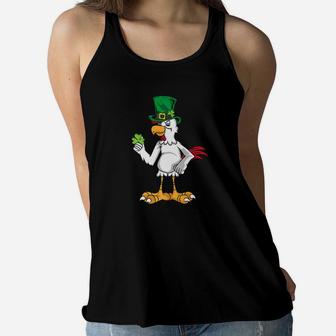 Funny Cool Chicken Leprechaun Hat Kids St Patricks Day Women Flowy Tank - Thegiftio UK