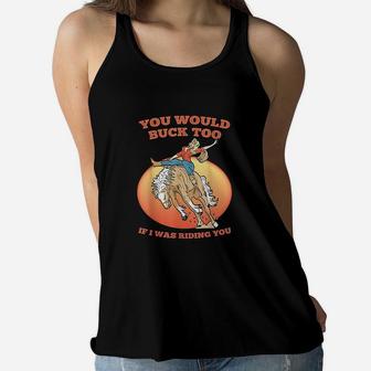 Funny Cowgirl Riding Rodeo Horse Country Western Girl Women Flowy Tank | Crazezy UK