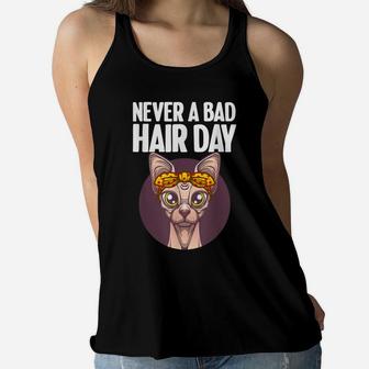 Funny Hairless Cat Design For Girls Women Pet Kitten Lovers Women Flowy Tank | Crazezy