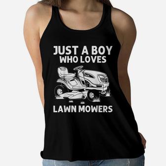Funny Lawn Mowing Gift Boys Kids Lawn Mower Farm Gardening Women Flowy Tank | Crazezy