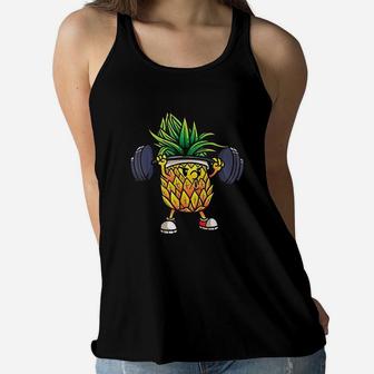 Funny Pineapple Powerlifting Weightlifting Gym Workout Girls Women Flowy Tank | Crazezy UK