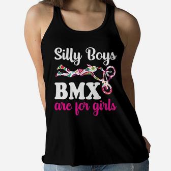 Funny Silly Boys Bmx Are For Girls Bike Racing Girl Women Flowy Tank - Monsterry