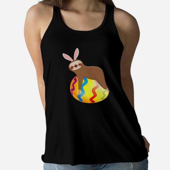 Funny Sloth Easter Day Bunny Ear Egg Easter Boys Girls Women Flowy Tank - Thegiftio UK