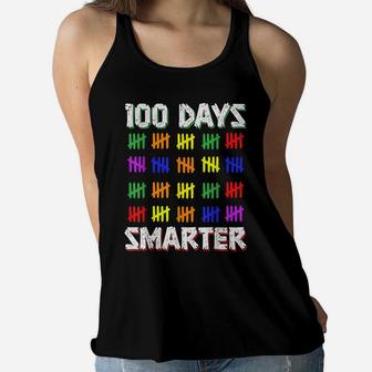 Funny Students Kids 100 Days Smarter 100 Days Of School Women Flowy Tank | Crazezy