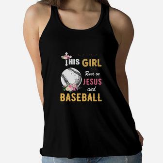 Funny Watercolor Girl Run On Jesus And Baseball Women Flowy Tank - Monsterry DE