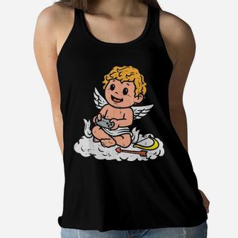 Gamer Cupid Video Games Valentines Day Gaming Boys Women Flowy Tank - Monsterry AU