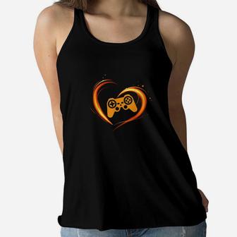 Gamer Heart Valentines Day Video Games Boysns Women Flowy Tank - Monsterry AU