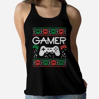 Gamer Ugly Christmas Sweater Retro Video Game Xmas Boys Gift Sweatshirt Women Flowy Tank | Crazezy AU