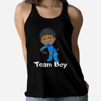 Gender Reveal Party Team Boy Cute Flossing Black Baby Floss Women Flowy Tank | Crazezy