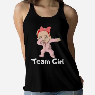 Gender Reveal Party Team Girl Dabbing Baby Women Flowy Tank | Crazezy CA