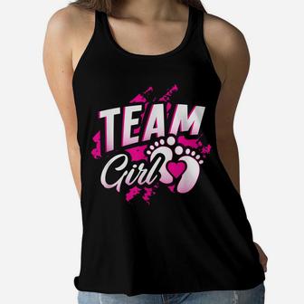 Gender Reveal Team Girl Baby Shower Party Gift Pink Blue Women Flowy Tank | Crazezy