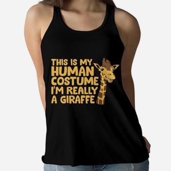Giraffe Costume Funny Kids Giraffe Gift I'm Really A Giraffe Women Flowy Tank | Crazezy