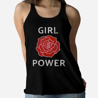 Girl Power Female Cute Rose Flower Feminist Female Equality Women Flowy Tank | Crazezy DE