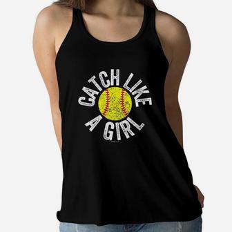 Girls Fastpitch Softball Funny Catcher Women Flowy Tank | Crazezy
