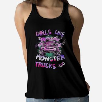 Girls Like Monster Trucks Too Women Flowy Tank | Crazezy