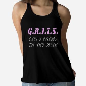 Girls Raised In The South Grits Southern Girl Women Flowy Tank | Crazezy DE