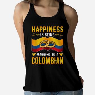 Happiness Is Being Married To A Colombian Girl Wife Husband Women Flowy Tank | Crazezy