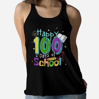 Happy 100 Days Of School Learning 100Th Day Smarter Kids Women Flowy Tank | Crazezy CA