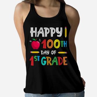 Happy 100Th Day Of 1St Grade Teacher Student Or Child Kids Women Flowy Tank | Crazezy