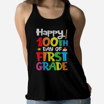 Happy 100Th Day Of First Grade For Boys Girls Students Women Flowy Tank | Crazezy UK