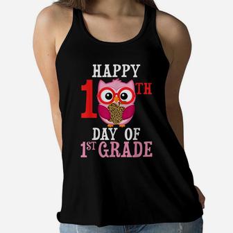 Happy 100Th Day Of First Grade Owl Cute Teacher Student Girl Women Flowy Tank | Crazezy