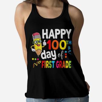 Happy 100Th Day Of First Grade Shirt For Girl Boy & Teacher Women Flowy Tank | Crazezy UK